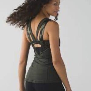 Lululemon Mesh Super Sport Tank Gator Green/Biggie So Fly Butterfly Fatigue 4
